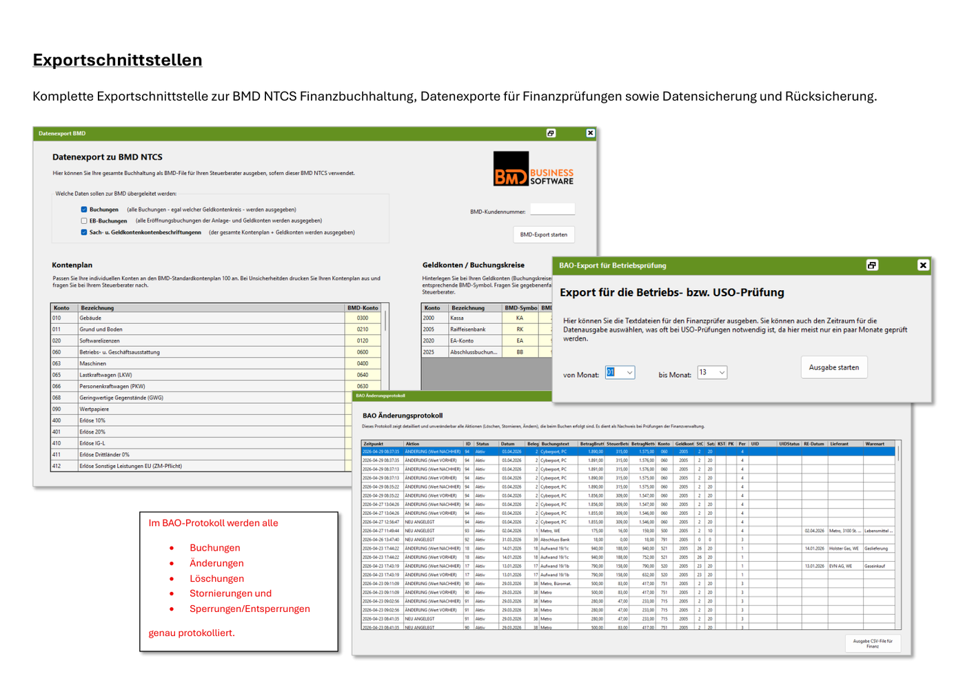 BMD-Export und BAO-Export in CreativFibu-EA